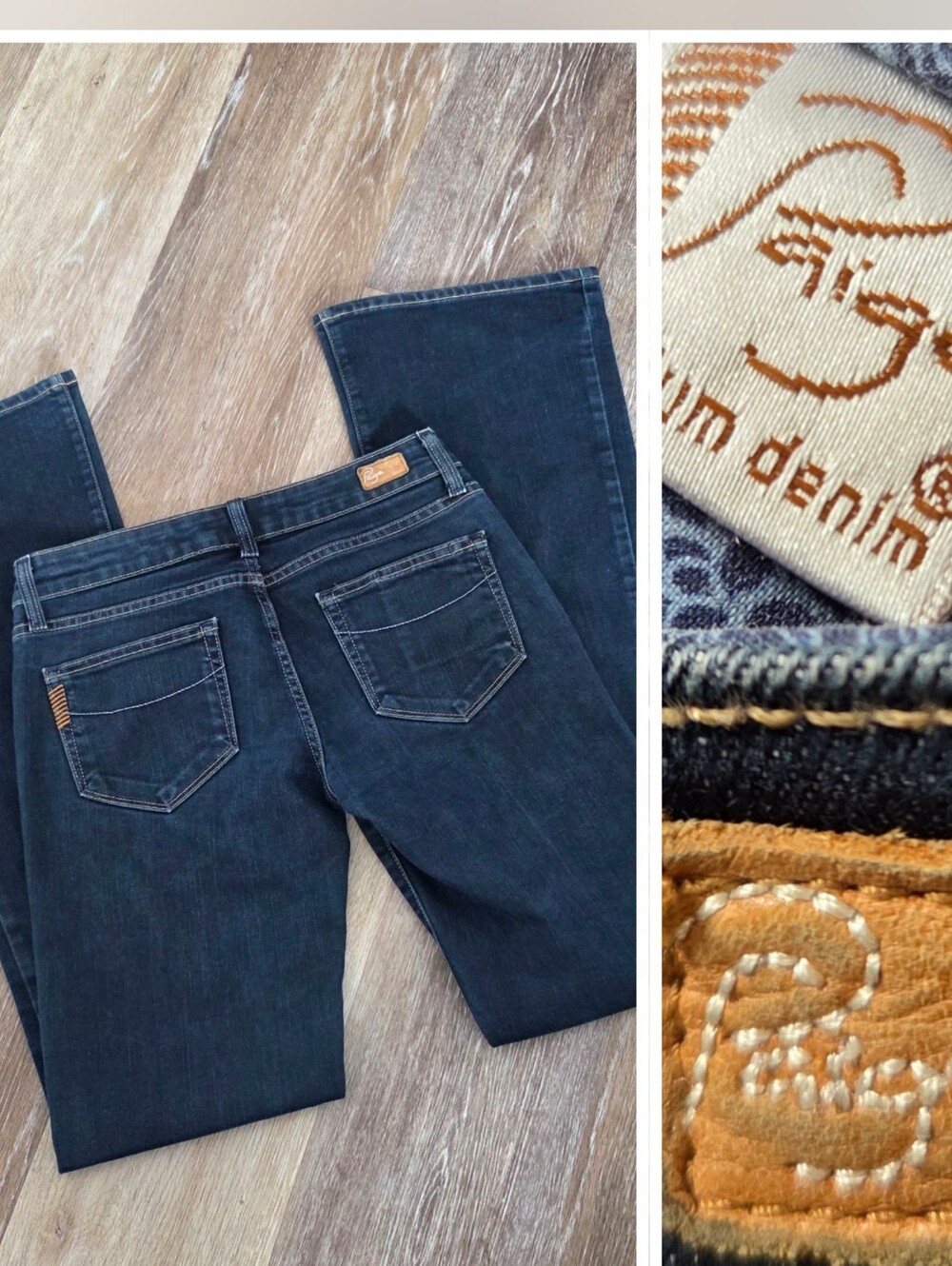 Paige Vintage Low Rise Bootcut Flare Denim Blue Jeans Straight Leg Vtg Sz 27